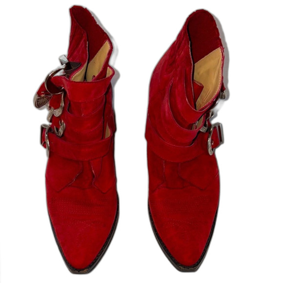 Toga Pulla red suede boots 36/6 - Picture 2 of 8